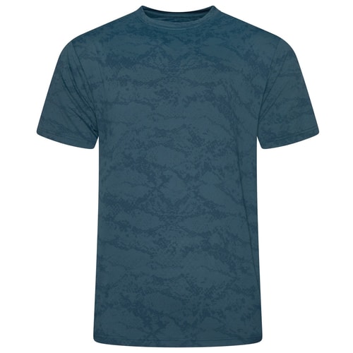 KAM Active Performance Distressed  Print Tee Petrol